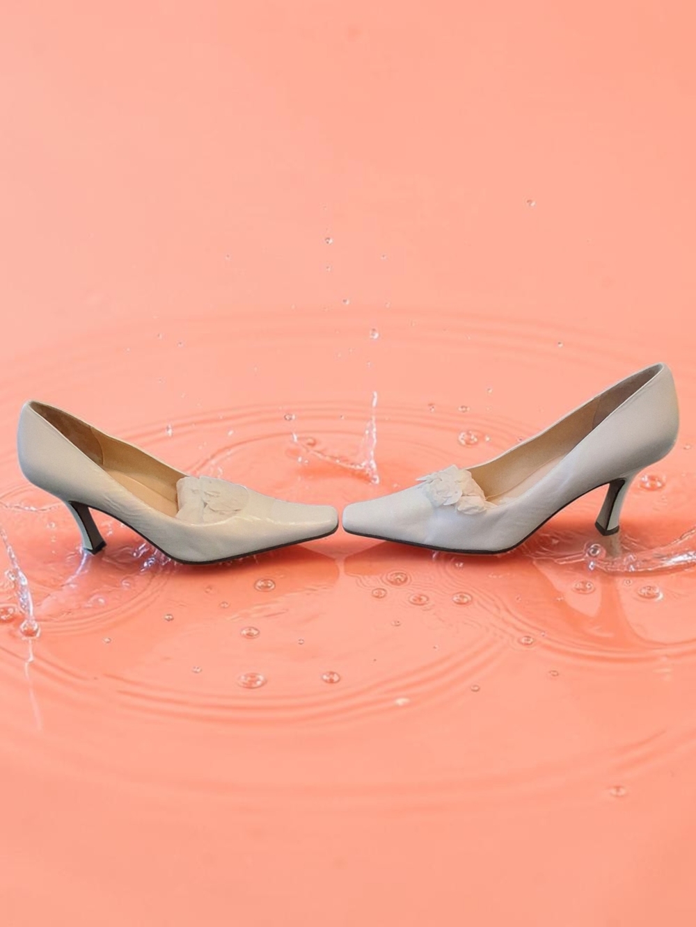 Vintage Karen Scott white leather square toe Kitten Heels Women Shoes Size 9.5 - Picture 5 of 7